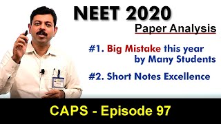 NEET 2020 Paper Analysis : Short Notes proven to be very useful | CAPS 97 by Ashish Arora Sir