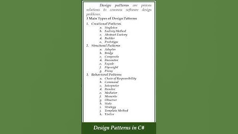 Design Patterns in C#  | Clean Code Series  | design patterns in .net framework #Shorts