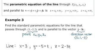 Math 2110 Section 11.5 Video 2 Parametric Eqns. of a Line