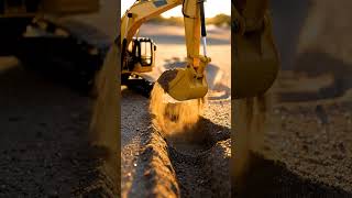 Miniature Excavator Digging: Satisfying RC Construction in Golden Hour! 🚧