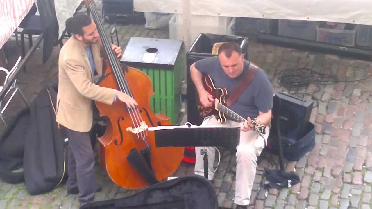Baskers playing jazz in Camden Town market, London