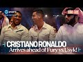 Cristiano Ronaldo arrives for #FuryUsyk &amp; sits next to Anthony Joshua in front row 🇸🇦🐐