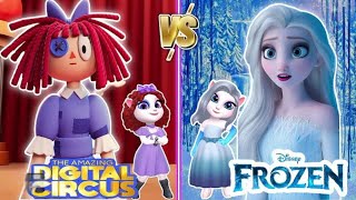 Elsa Frozen🩵 Queen 🧑‍🌾💙 Ragatha in digital ciracus 🤡 My Talking Angela 2 cosplay makeover#new update