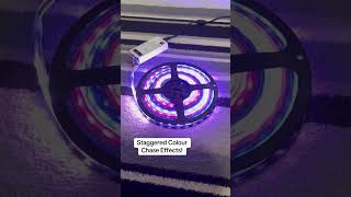 Staggered Colour Chase Effects - StripGlow - LED Pixel Strip - #ledstringlights #desklamp #desksetup