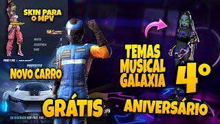 TEMA GALÁXIA NA ATUALIZAÇÃO, 4º ANIVERSÁRIO COM MODO 1V1, PACOTE DONO DA RUA E SKIN DE MVP FREE FIRE