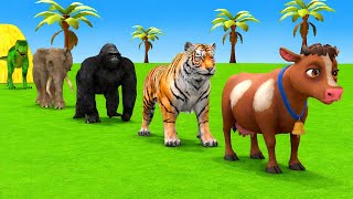 Long Slide Game With Cow Elephant Gorilla Hippopotamus Tiger 3d Animal Game Funny 3d Animals screenshot 5