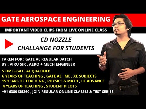 Aerospace Engineering GATE lectures | aircraft propulsion | CD NOZZLE challanging question