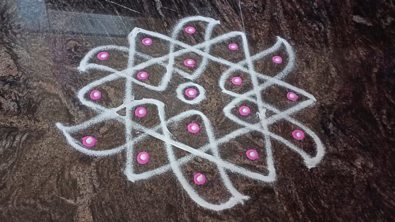 Beautiful Rangoli for beginners/5*3 Easy Rangoli kolam/Muggulu design