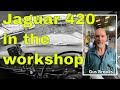 In the workshop jaguar 420  engine  gearbox repairs