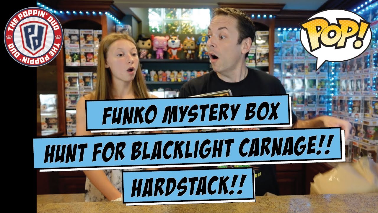 FUNKO POP MYSTERY BOX!! HUNT for BLACK LIGHT CARNAGE!! HARDSTACK!! $125 MartinPops BOX and AD ICONS