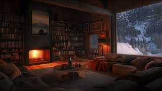 Cozy Snowy Cabin – Fireplace Background Ambience