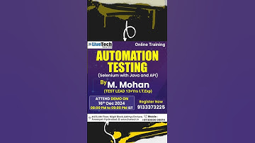 Automation Testing Online Batch Starting 16th Dec – Enroll Today  #education #training #automation