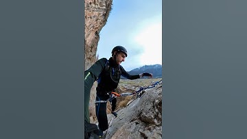 Stunning mountain climbing adventure on a fixed rope route - Handheld 360 camera 4K