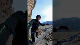 Stunning mountain climbing adventure on a fixed rope route - Handheld 360 camera 4K