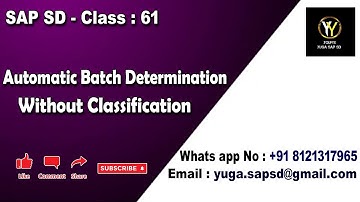 SAP SD: Class 61: Automatic Batch determination without classification || Your