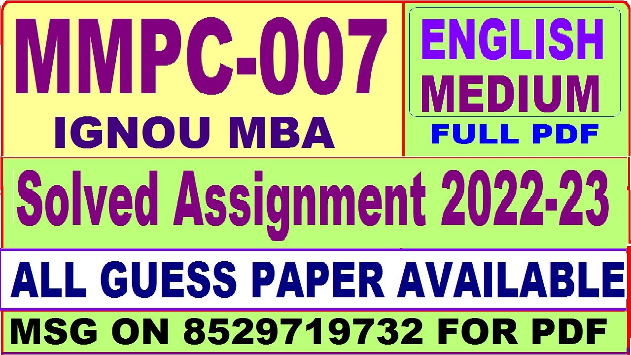 ignou solved assignment mmpc 007