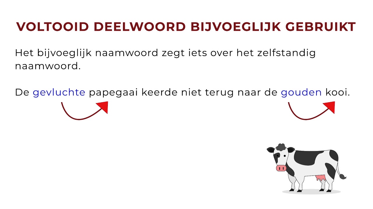 Voltooid deelwoord bijvoegelijk gebruikt (vdw. bijv. gebr.) - YouTube