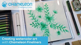 Create Watercolor Art with Chameleon Fineliners Speed Drawing by Cathy Lasam-Ballo