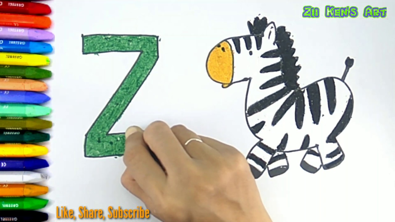 Cara Menggambar Dan Mewarnai Huruf Z Zebra Untuk Anak Alphabet Drawing Youtube