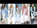 COMO  LLEVAR  VAQUEROS BLANCOS EN  OTOÑO E INVIERNO LOOKS CASUAL DE TEMPORADA DE FRIO 2020-2021