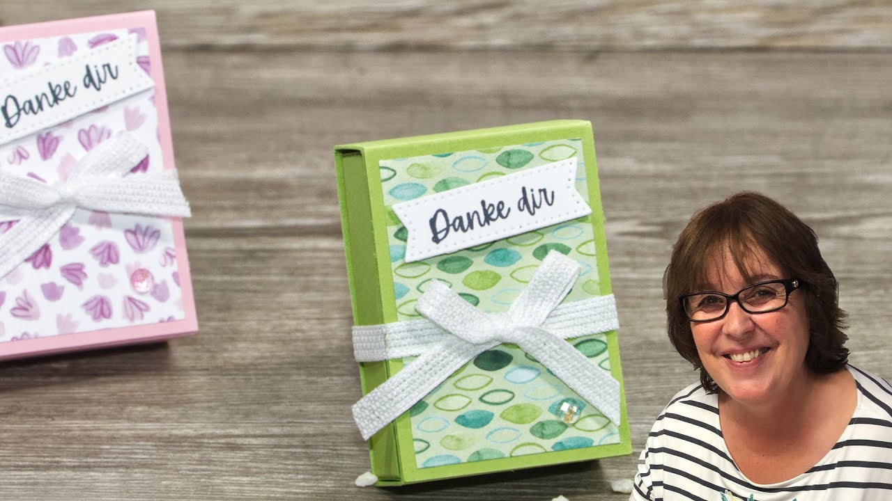 Kleines süßes Goodie・ Schiebe- / Klappbox ・Designerpapier Fröhlich Floral ・Stampin’ Up!