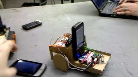 Inexpensive Cardboard Android Arduino Cellbot In Action