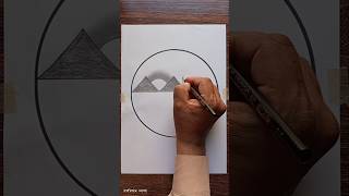 Scenery drawing/ circle drawing/ pencil drawing/village scenery drawing / nature drawing