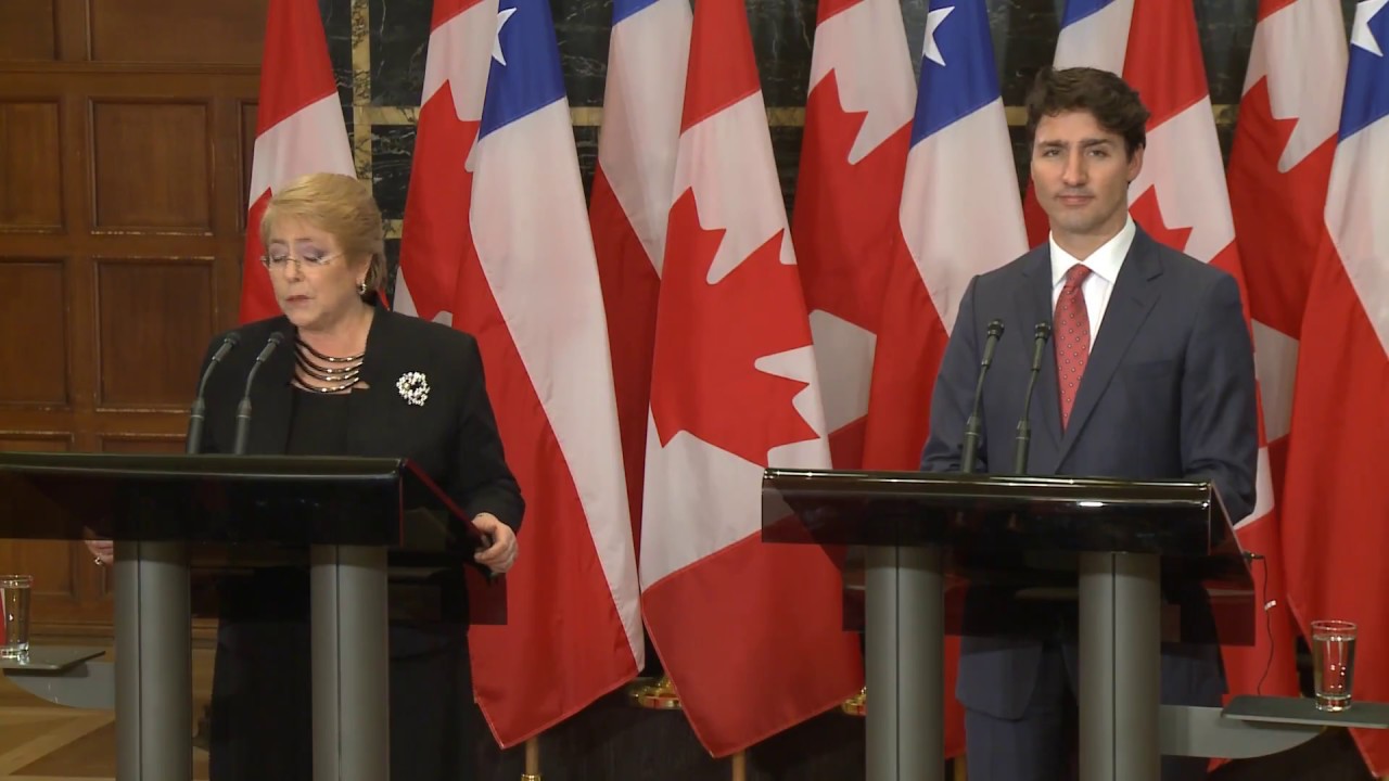Prime Minister Trudeau and the President of Chile, Michelle Bachelet, deliver joint remarks