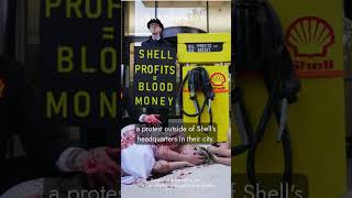 Campaigners stages protest at Shell's UK HQ over company's profits from Iran war