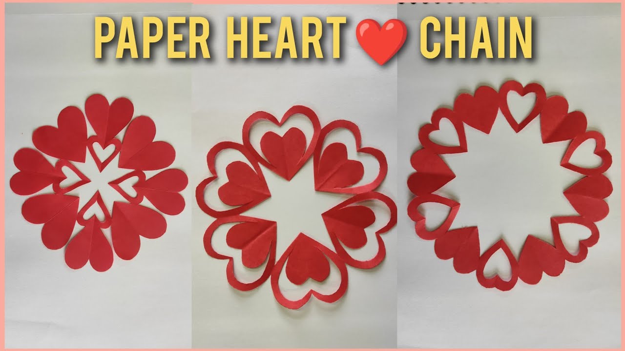 DIY Paper Heart / Paper Heart chain / Paper Heart Cutting YouTube