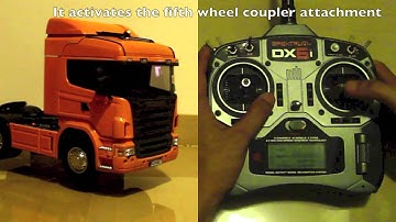 Setting up a Tamiya Scania R620 with MFC-01 with a Spektrum DX6i and demonstration