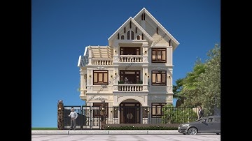 Mẫu Biệt Thự 2 Tầng 1 Tum Tân Cổ Điển Đẹp Nhất Như Quỳnh Hưng Yên