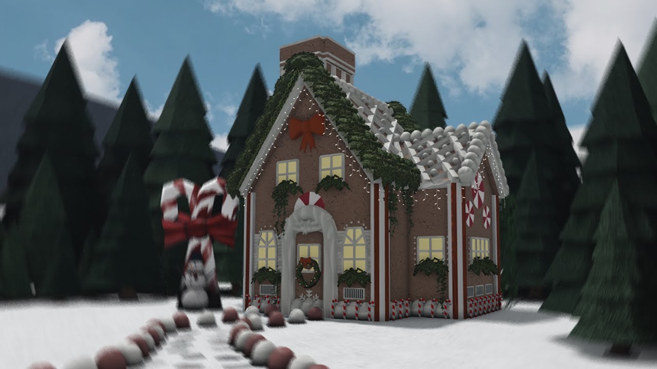 candy cane gingerbread house speed build [ ROBLOX BLOXBURG ] + tour