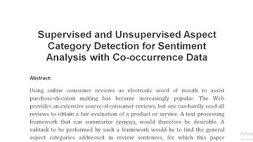 Supervised and Unsupervised Aspect Category Detection for Sentiment Analysis with Co occurrence Data