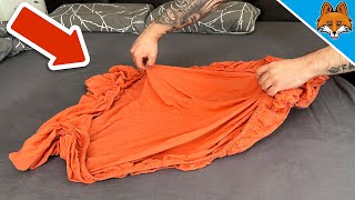 เคล็ดลับพับผ้าปูที่นอนใน 12 วินาที💥(ผลลัพธ์ที่เหลือเชื่อ)🤯