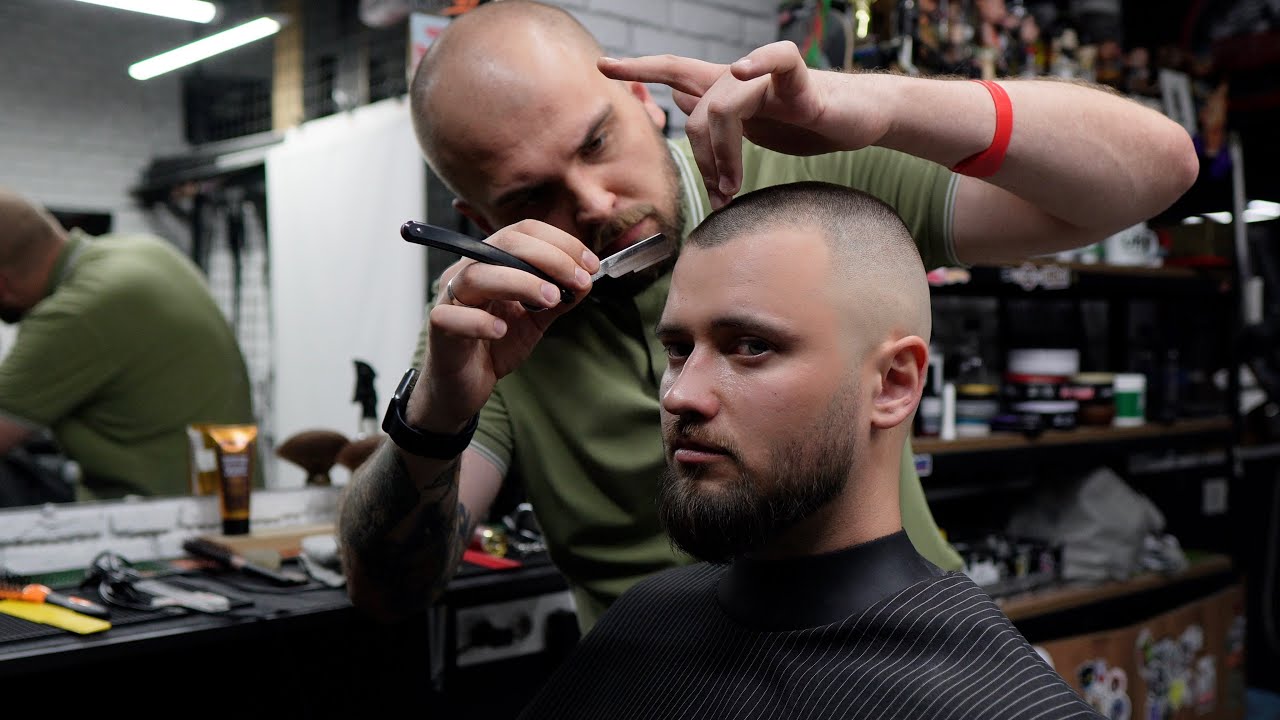 Insane Buzz Cut Transformation  | High Skin Fade & Perfect Hairline | ASMR Barber💈