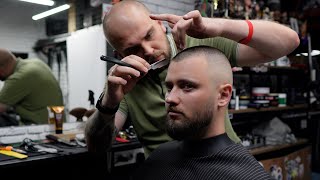 Insane Buzz Cut Transformation  | High Skin Fade & Perfect Hairline | ASMR Barber💈