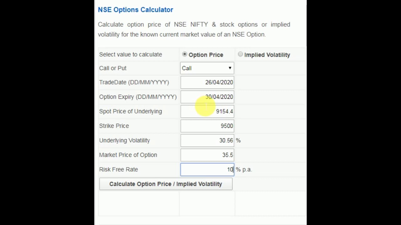 CALCULATE OPTION PRICE WITH OPTION CALCULATOR
