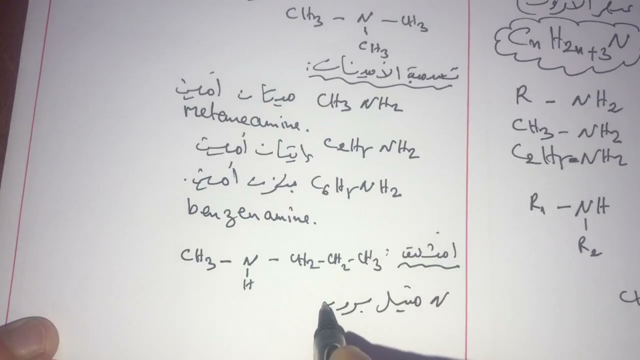 فيزياء سنة ثانية ثانوي:الكيمياء العضوية (الأمينات/الكتابة الطبولوجية)😊