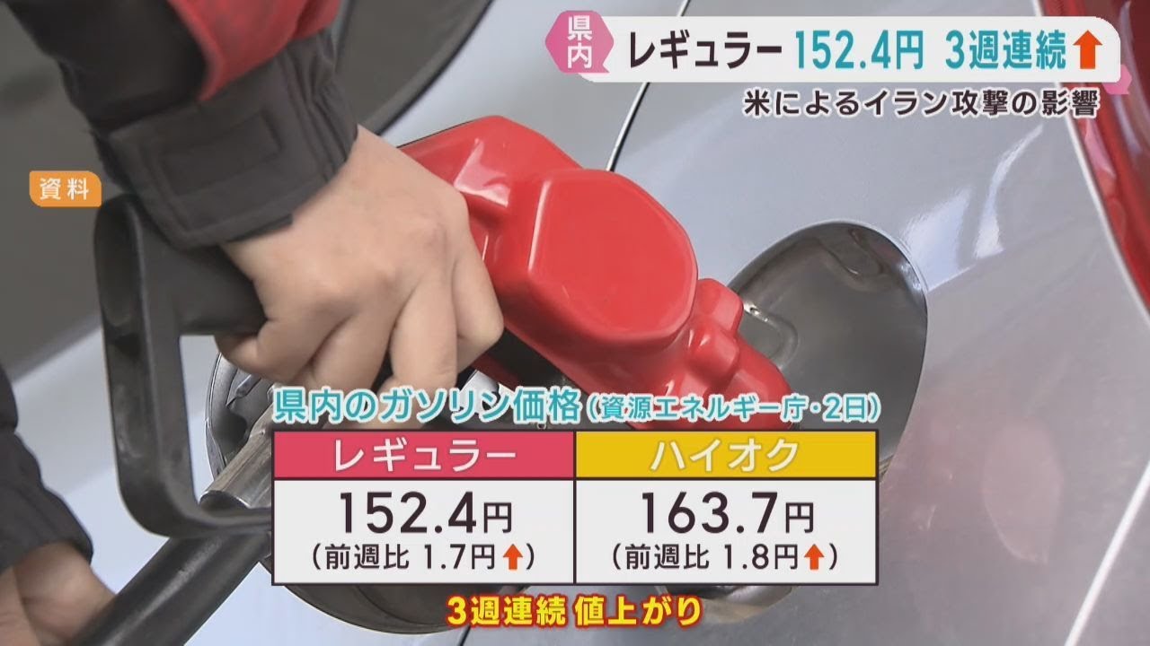 宮城県のレギュラーガソリン値上がり　アメリカとイスラエルによるイラン攻撃の影響
