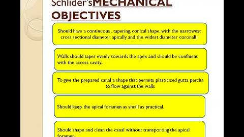 BIOMECHANICAL OBJECTIVES of cleaning and shaping of root canal system