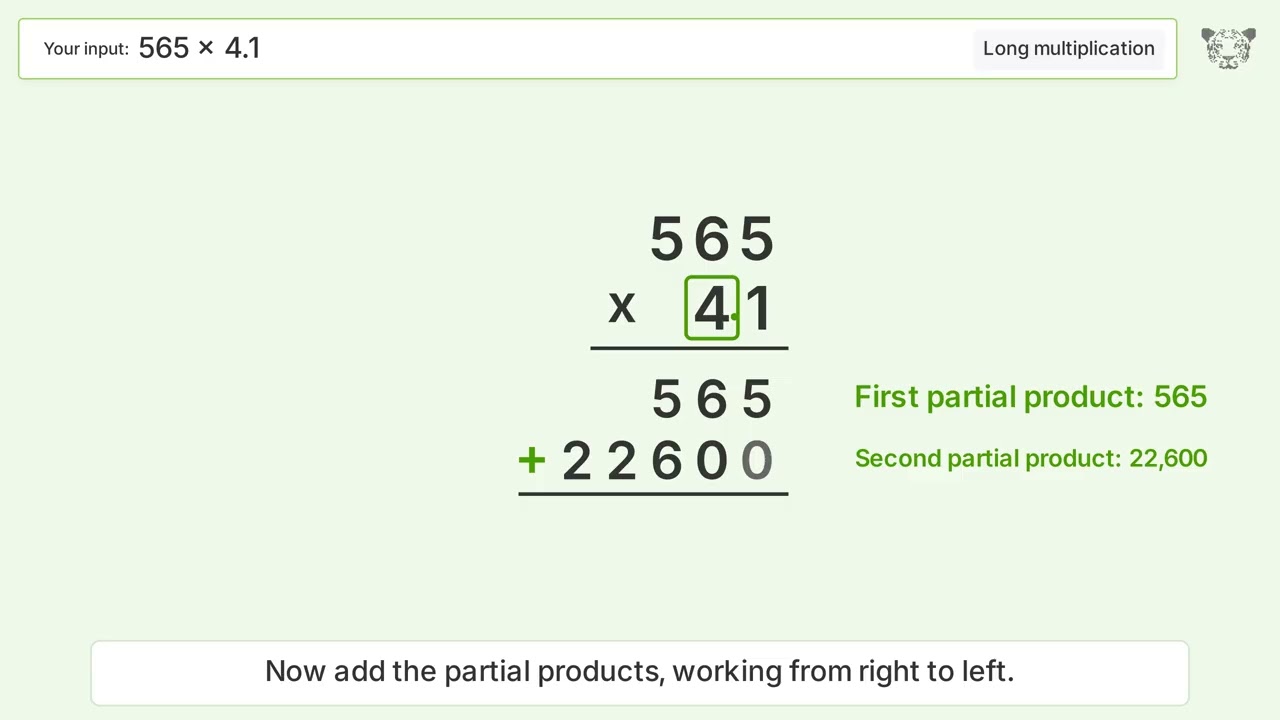 565 x 4.1 Long Multiplication - Step-by-Step - YouTube