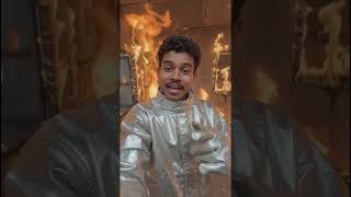 Inside A Room Of Fire 🔥😱 But I'm Totally Calm! #shorts #ai #video