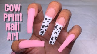 Cow Print Nail Art Acrylic Nail Tutorial