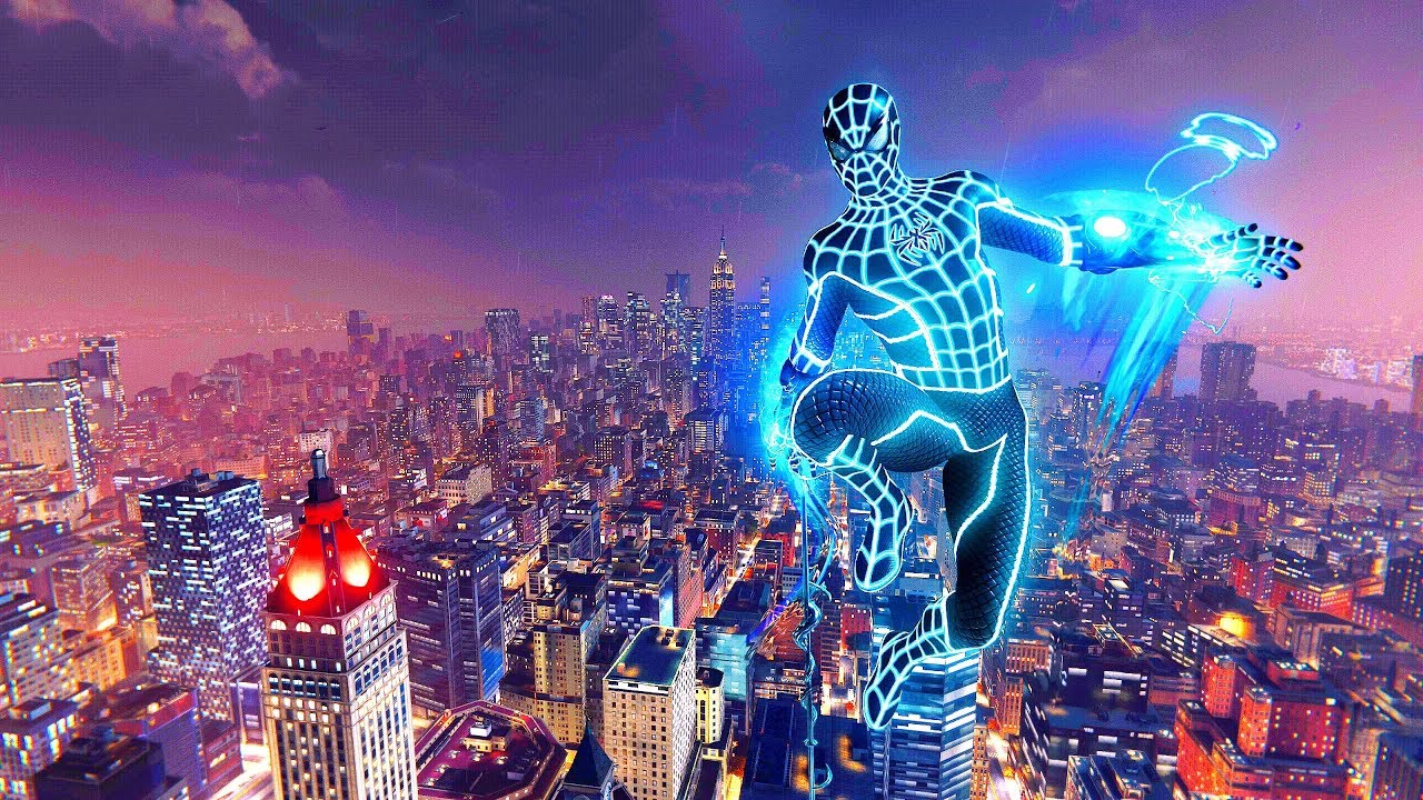 Spider-Man PS4 - The Neon Spider Ultra Combat, Amazing Web Slinging & Free  Roam Gameplay - YouTube