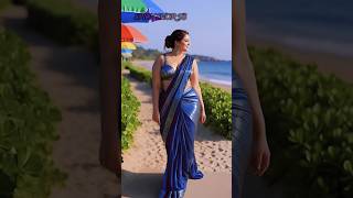 Futuristic Style Saree Look Plus Size Curvy Model Beach Walk