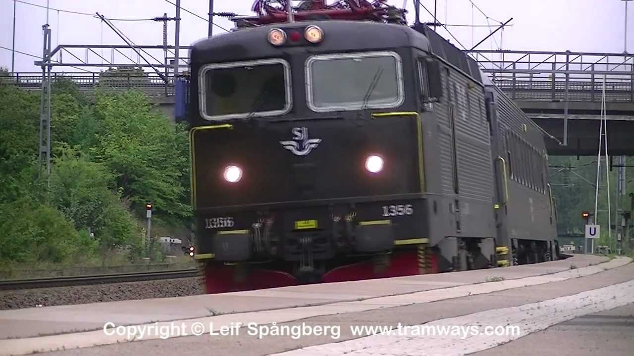 SJ Rc6 1356 with passenger train in Katrineholm, Sweden