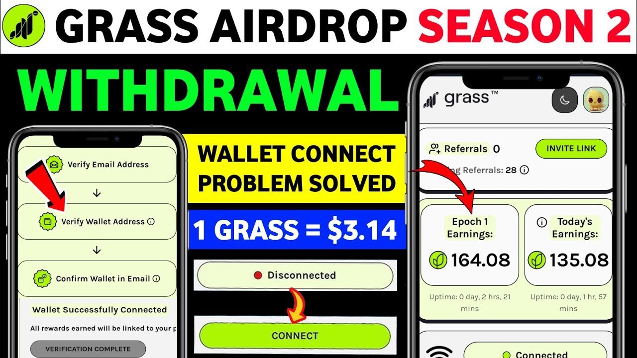 Grass Airdrop season 2 listing date | Grass wallet connect problem ...