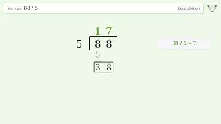 88/5 Long Division — Step-by-Step | Tiger Algebra Solver