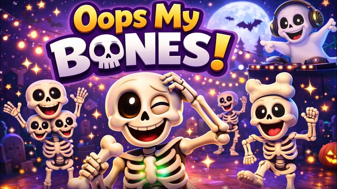 Oops My Bones! 💀🎶 | Funny Skeleton Dance Song for Kids | Halloween Rhyme